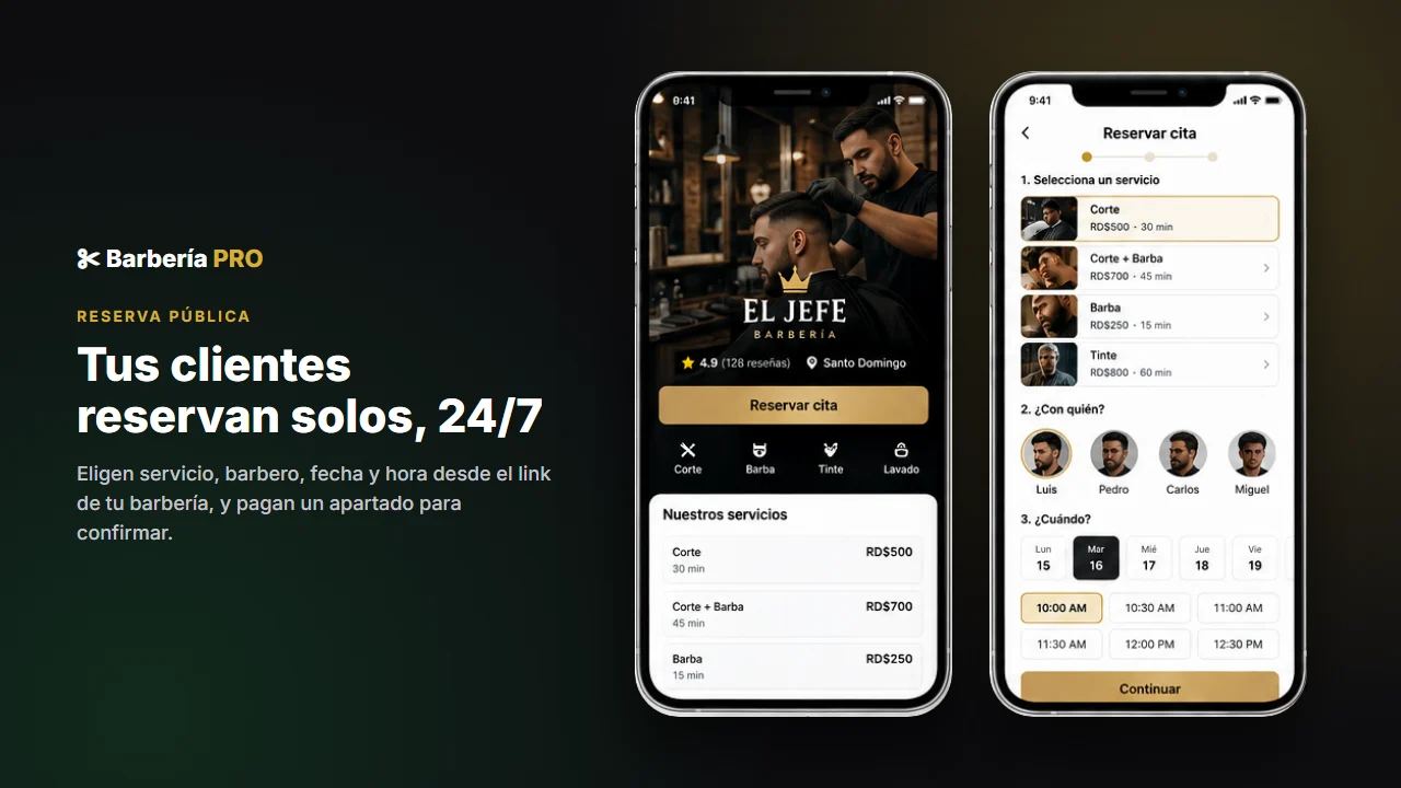 Barbería PRO: reserva pública desde el celular